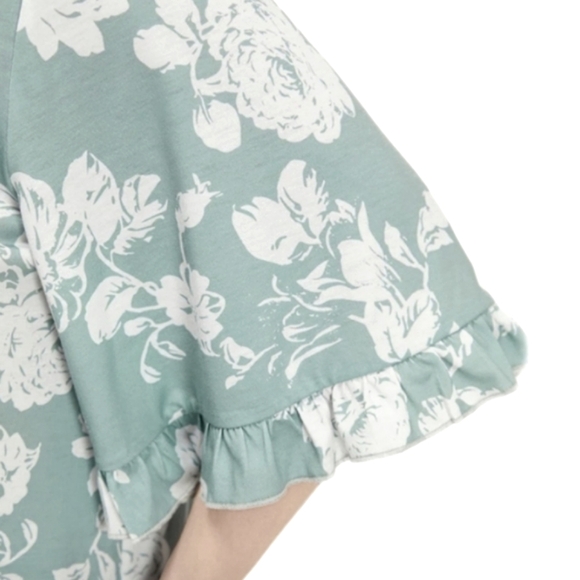 NWT BloomChic Women's 18-20(2X) Short Sleeve Top Green & White - Picture 9 of 16